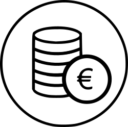Database icon with euro sign